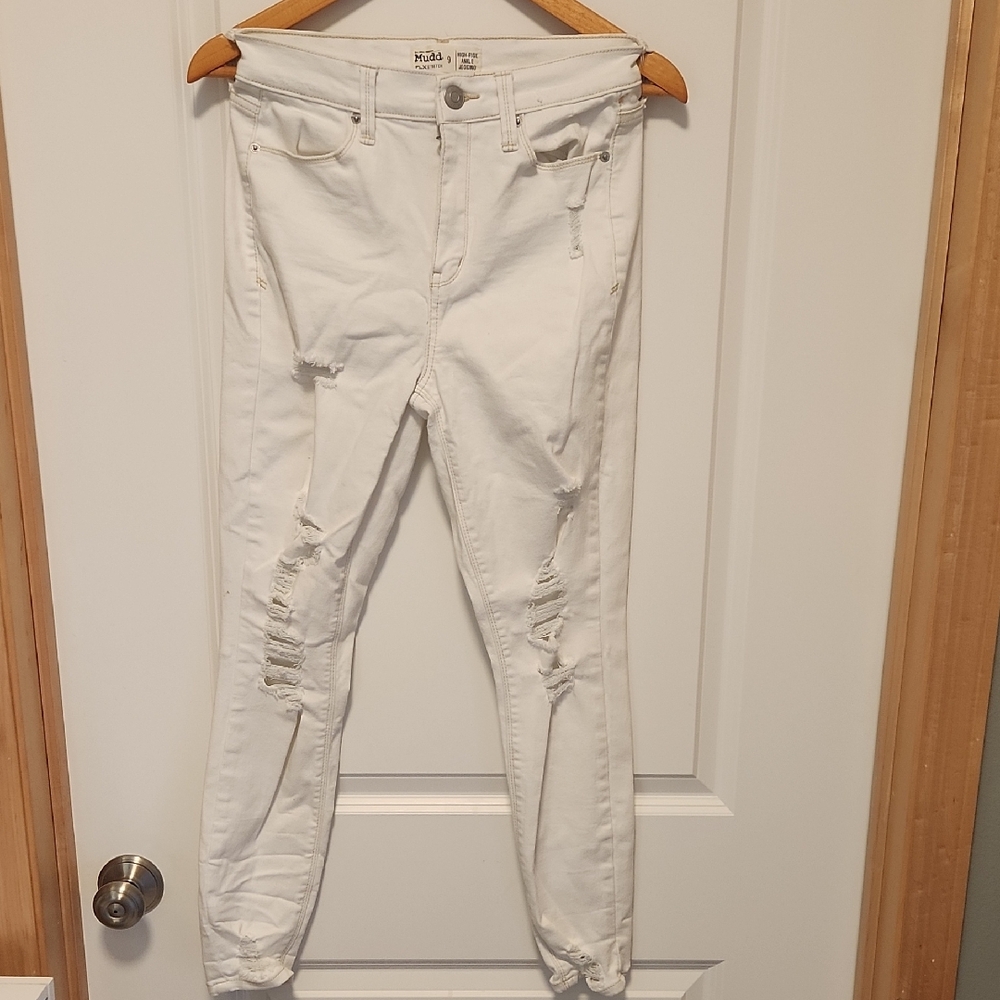 Mudd Cream High-Rise Ankle Jeggings